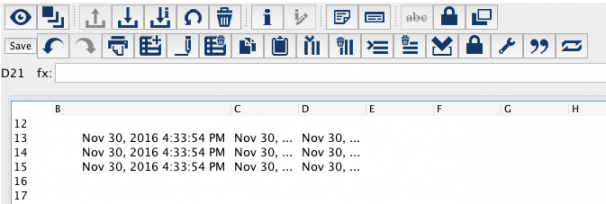 Time in table