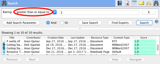 Search by rating