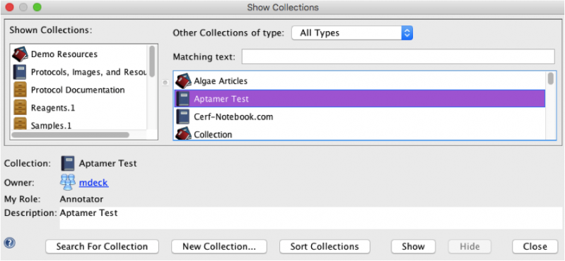 Show collections