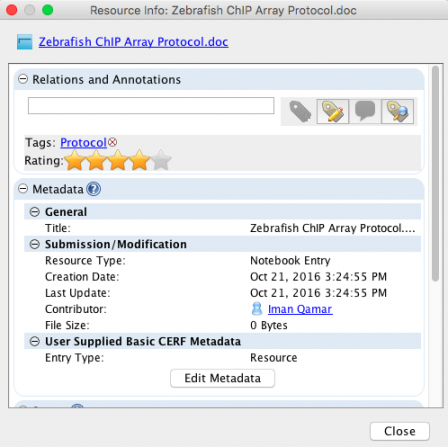 View metadata
